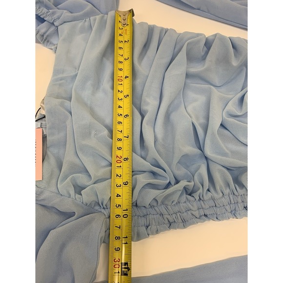 Hello Molly Tangy Bellini Ruched Blue Mini Dress Size S Long Sleeve - Picture 6 of 7